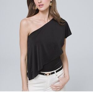 Elegant Black One-Shoulder Blouse